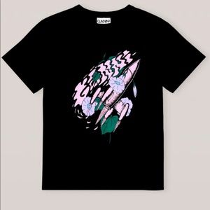 Ganni Rocket Flower Basic Cotton Jersey T-Short